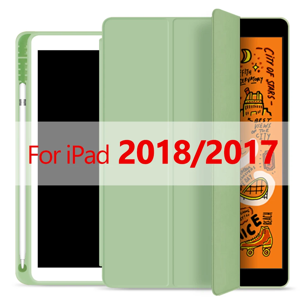Для ipad чехол карандаш держатель Funda для ipad 6-го поколения для ipad Mini 5 ipad 10,2 / 9,7 чехол - Цвет: green 2018 9.7