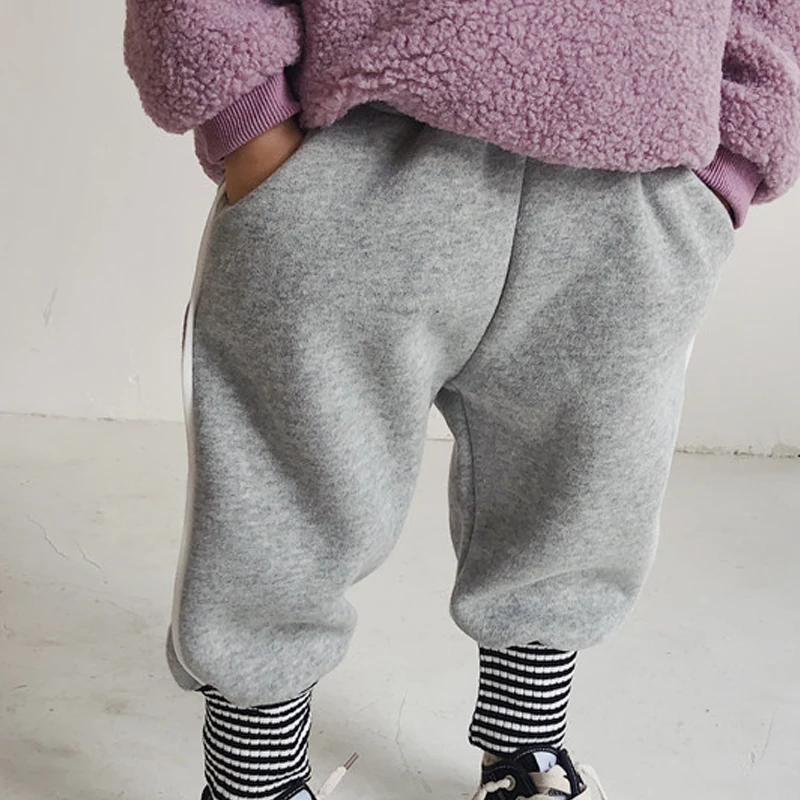 Детские однослойные бархатные брюки зимние детские для мальчиков и девочек