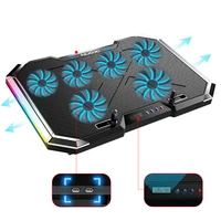 laptop cooling stand 6 fans12 18 notebook radiator 2 usb 6 speed touch control quiet rgb led light efficient cooling