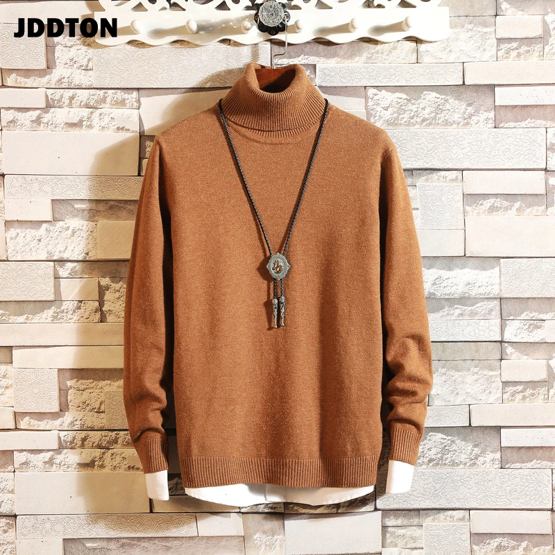 Мужской свитер JDDTON с высоким воротником Мужская Уличная одежда Однотонный