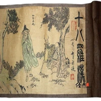 folk collection china scroll painting long painting eighteen lohantu