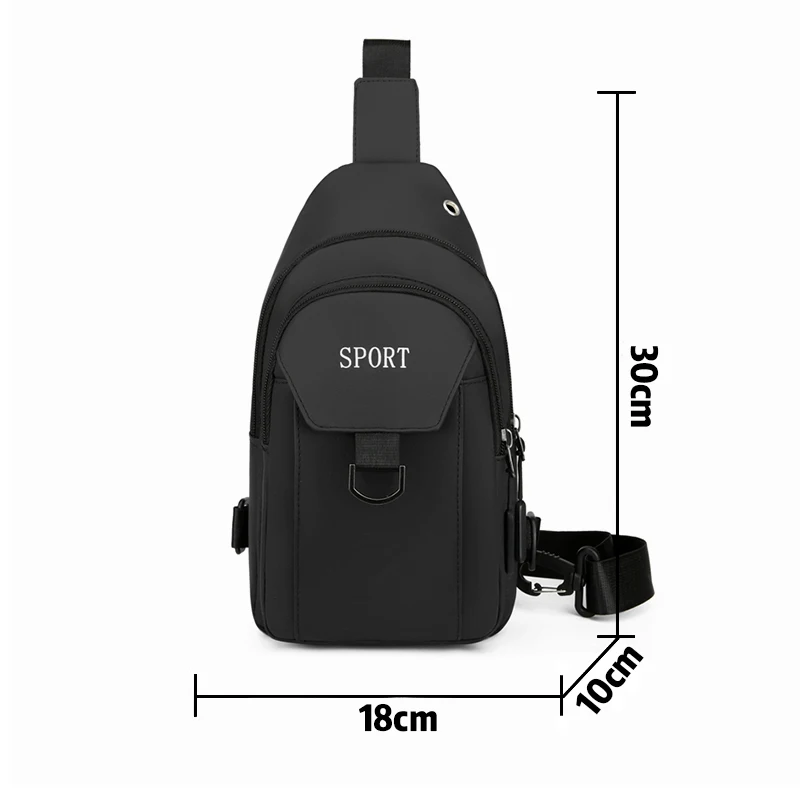

Large Capacity Multifunction Samll Men's Chest Bag Black Waterproof Fabric One Shoulder Bag Unisex Outdoor Walking Casual Bag