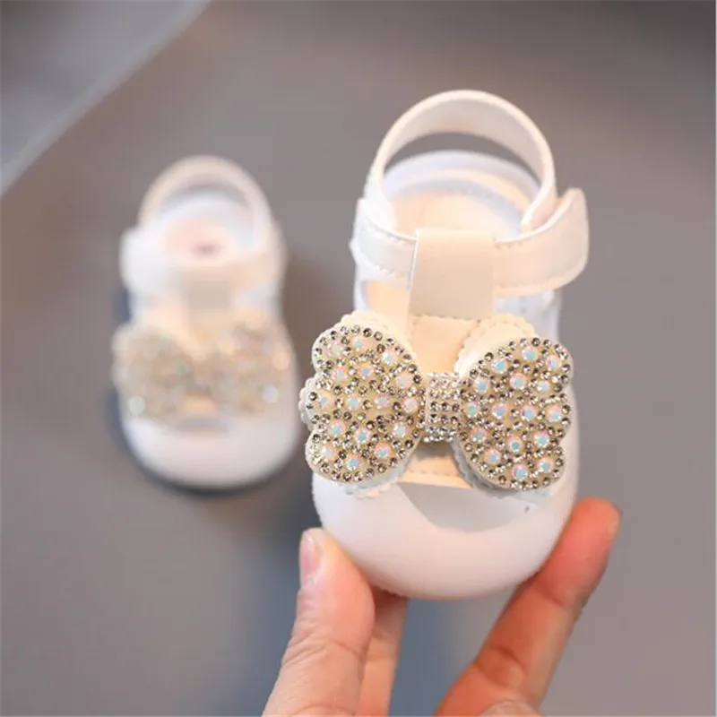 Sandalias deportivas de ocio para ni&ntilde;os y ni&ntilde;as, zapatos Baotou de princesa con lazo de fondo suave, antideslizantes, novedad de verano-4