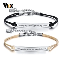 vnox temperament personalized bracelets for women sisters adjustable stainless steel with heart charm elegant bff jewelry gift