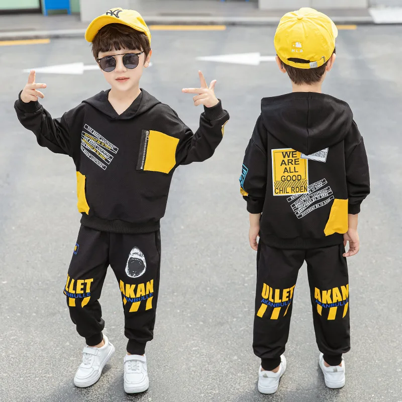 

Спортивный костюм для мальчиков и девочек, Повседневная Толстовка с капюшоном и штаны, 2020