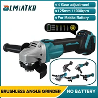 blmiatko 125mm 3 speed brushless cordless angle grinder for makita 18v battery power tools polishing grinding cutting machine