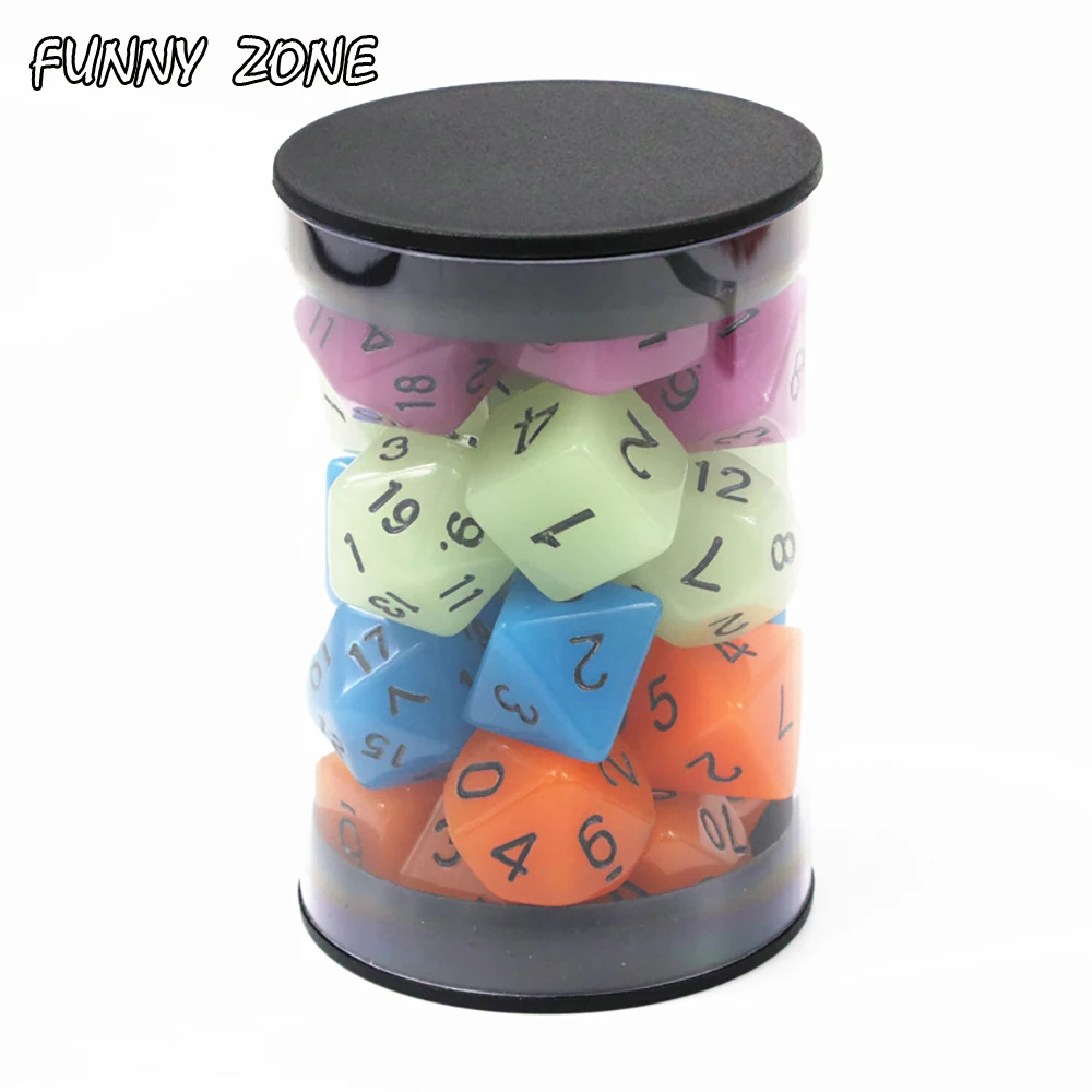 Светится в темноте Набор кубиков 28 предметов многогранные для ролевых игр