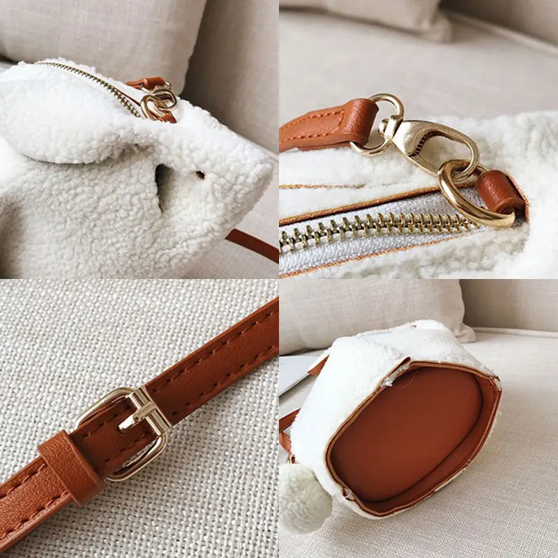 

2021 Mini Rabbit Shape Bag For Women Lamb Small Bag Messenger Handbag Cute Cartoon Crossbody Bag Ladies Luxury Shoulder Bag