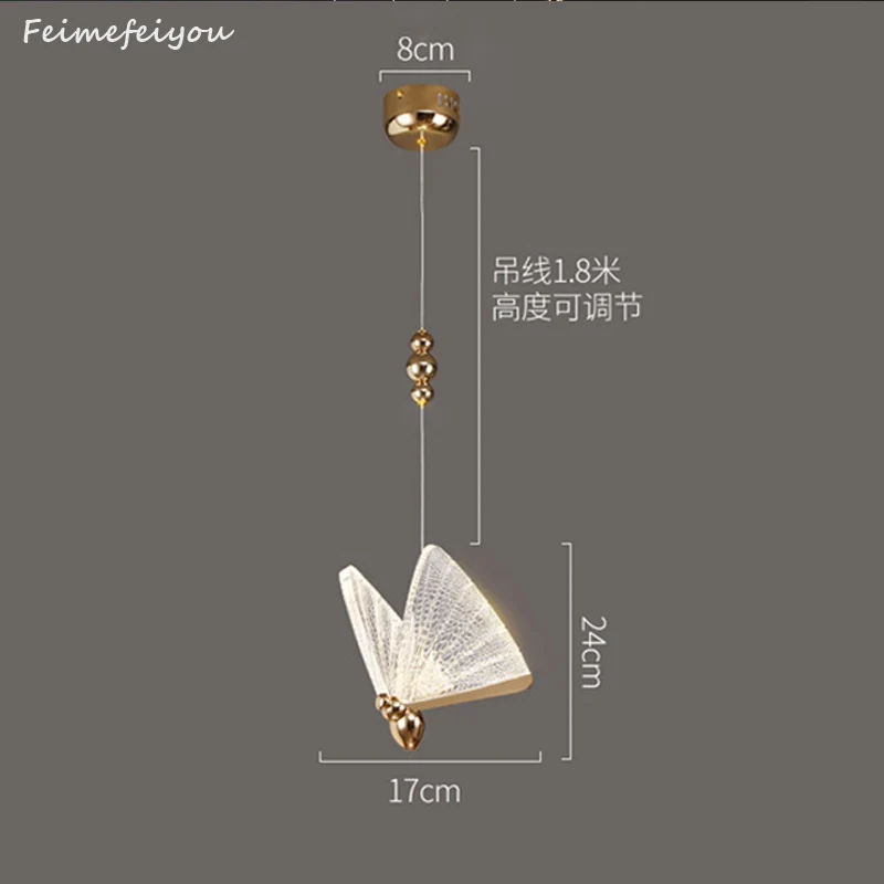 

Butterfly Lamp Nordic Led Hanging Light Bedside Chandelier Luxury Staircase Lamp For Bedroom Hall Restaurant Led Hanging Lamp