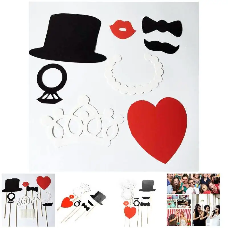 

8 Pcs Set Photography Props Paper Lips Beard Hat Heart Decoration For Wedding Christmas Event Party Cosplay Supplies NSV