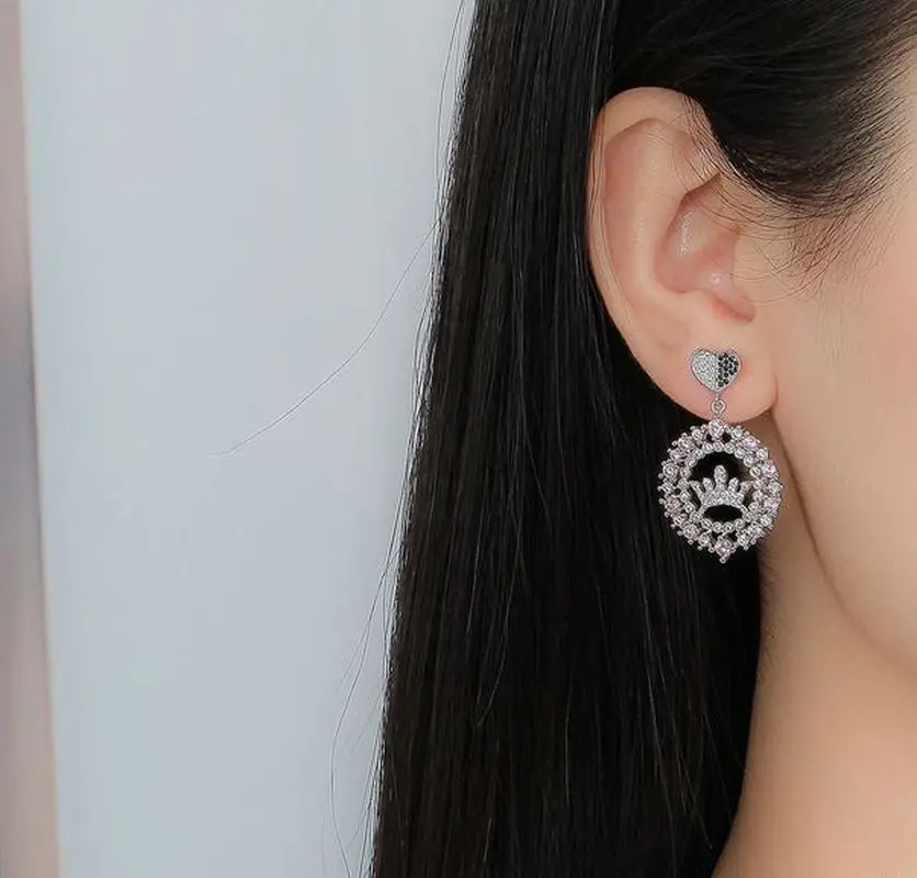 Япония и Южная Корея Простой Модный красная Роза Циркон Серьги 925 Серебряные иглы