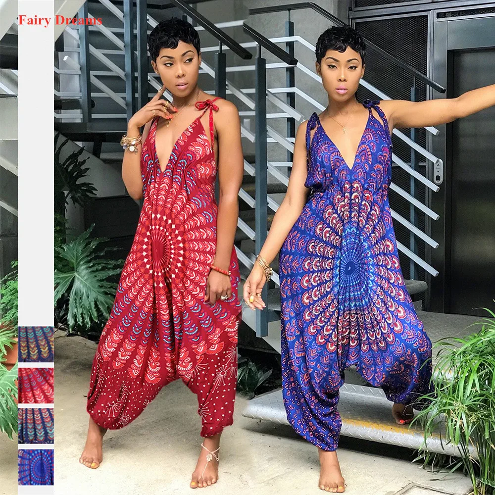 Принт африканские комбинезоны для женщин сексуальная традиционная африканская
