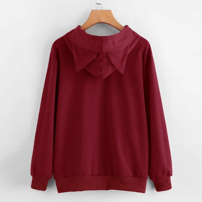 Womens Blouse Cute Cat Print Long Sleeve Hoodie Sweatshirt sport Pullover female shirt ladies Tops Blouses Autumn and Winter | Женская