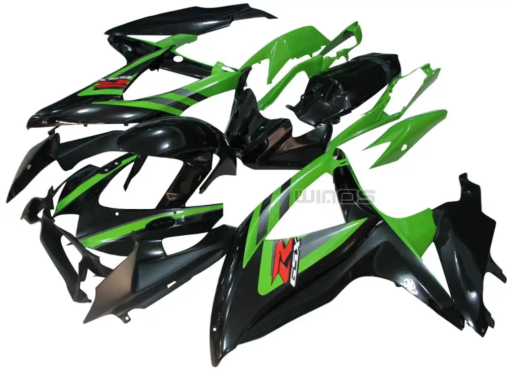 

For Suzuki GSXR600/R750 K8 2008-2010 Injection Body Fairing Kit Black Green ABS Injection
