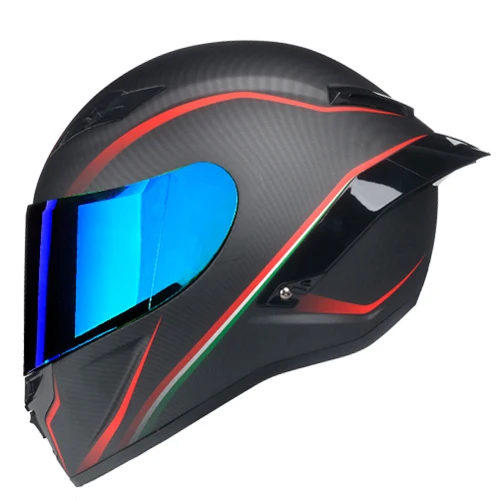 Matte.Blue Карбоновая печать мотоциклетный шлем полное лицо точка Fmvss No.218certified Capacete Moto Cascos Para Moto Devil Horns Racing - Цвет: Matte.Blue