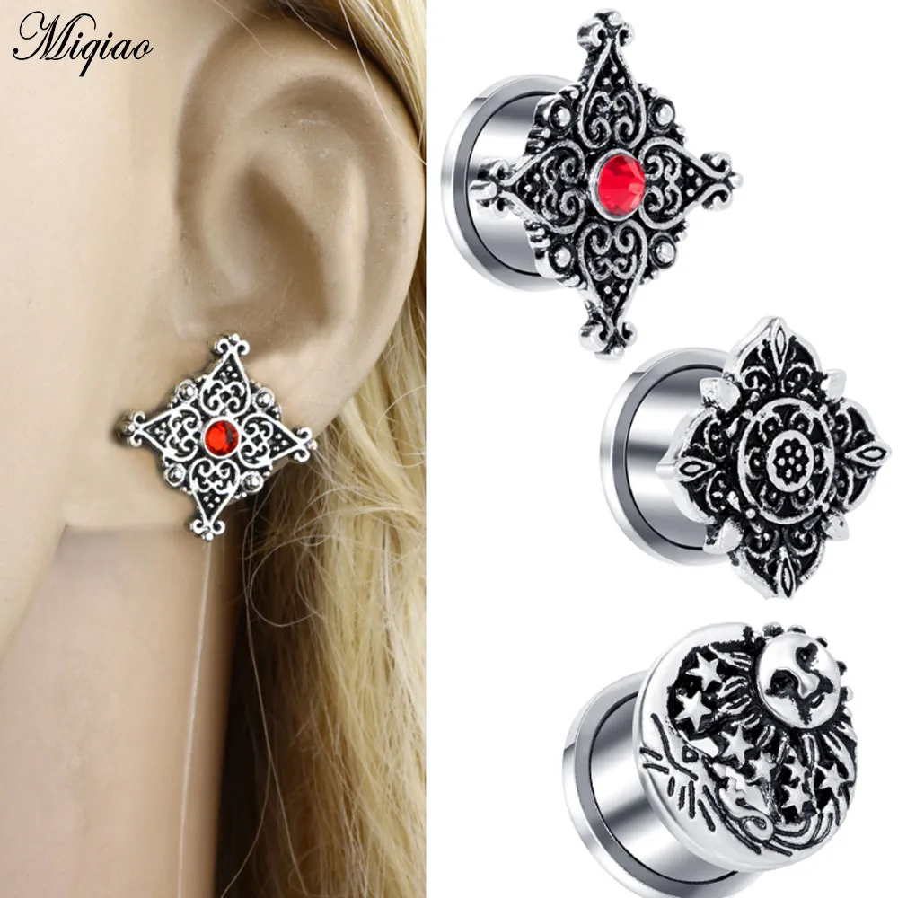 

Miqiao Stainless Steel Ear Plug Tunnel Screw Stretcher Flesh Tunnels Ear Gauges Earrings Fashion Body Jewelry