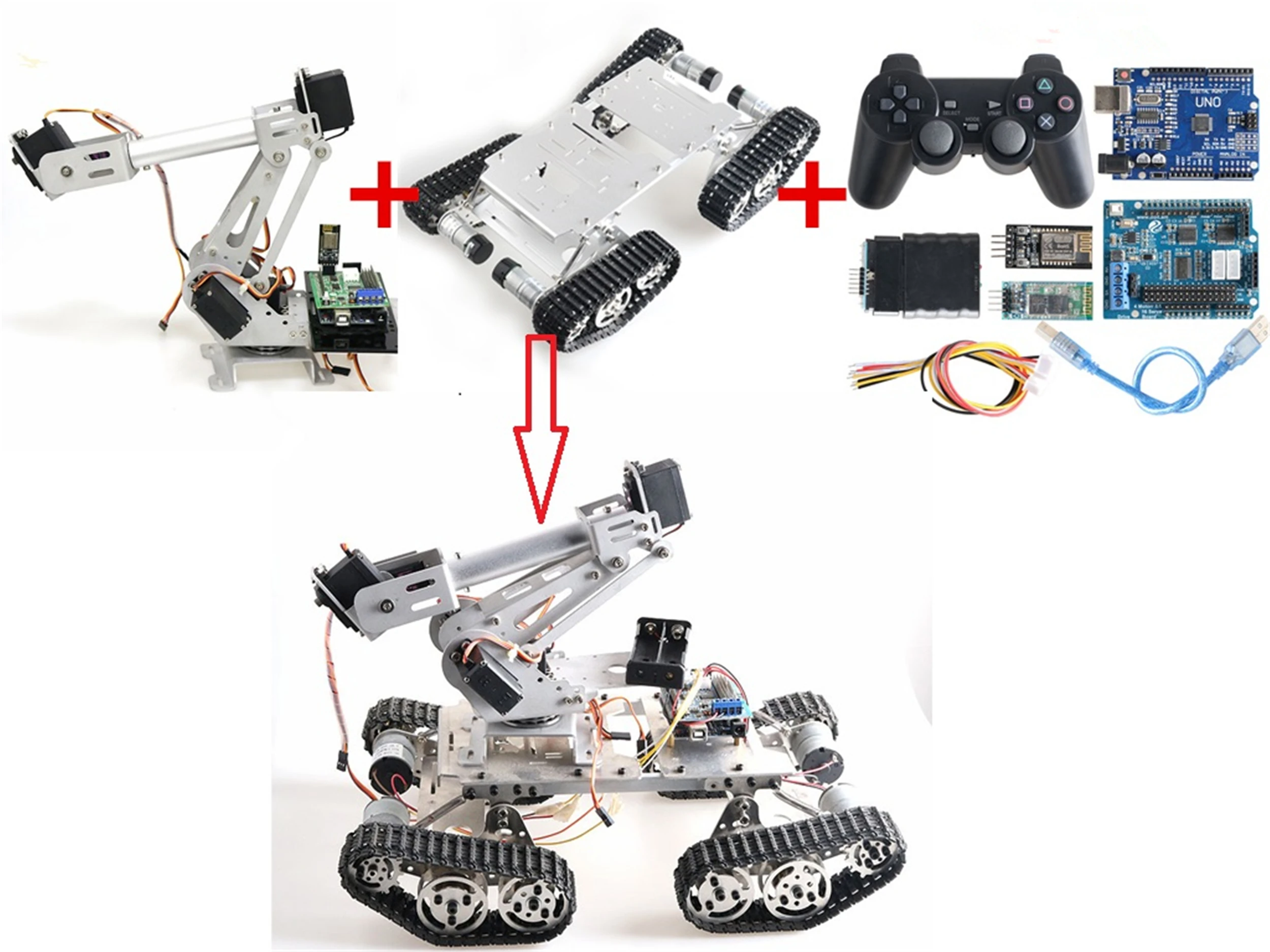 SZDOIT Wi Fi/Bluetooth/Управление ручкой Металл 6DOF RC рука робота + TS400 гусеничный Танк шасси