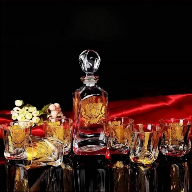 Набор виски набор вина хрустальных бокалов для питья 6 шт. золотые бокалы объемом