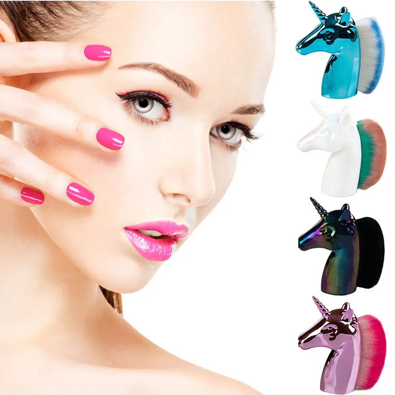 Новый уникальный одиночный единорог макияжные кисточки Радуга синтетические