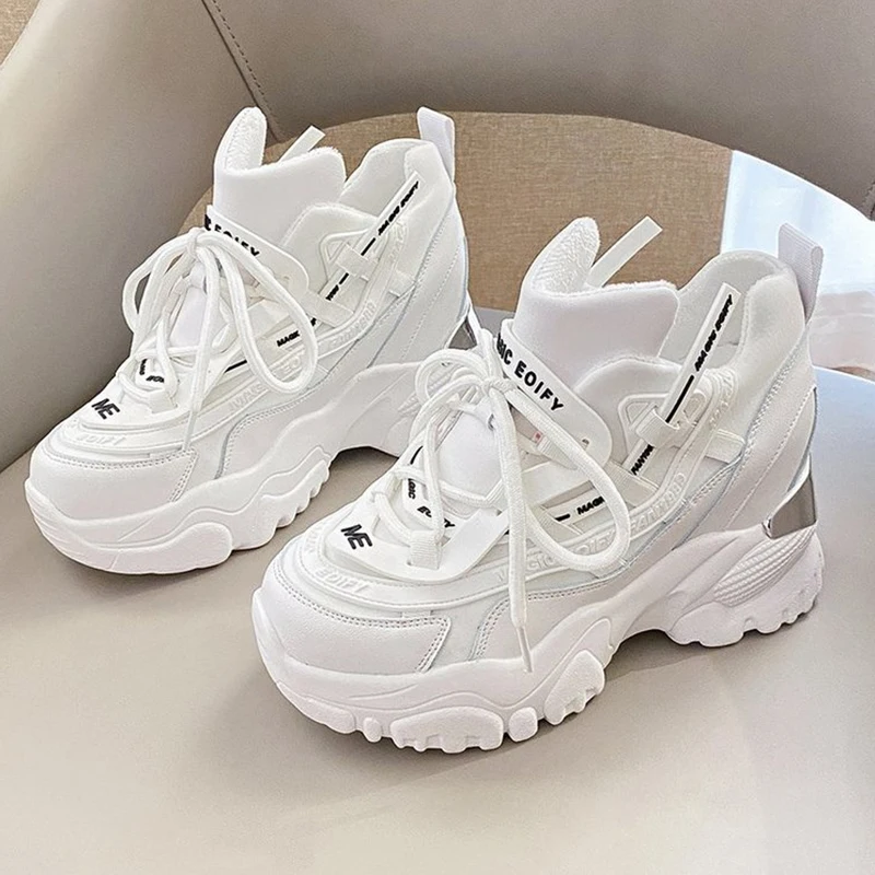 

Women Chunky Sneakers Fashion Platform Sneakers Ladies Brand Wedges Casual Shoes For Woman Leather Sports Dad Shoes 2021 Spring