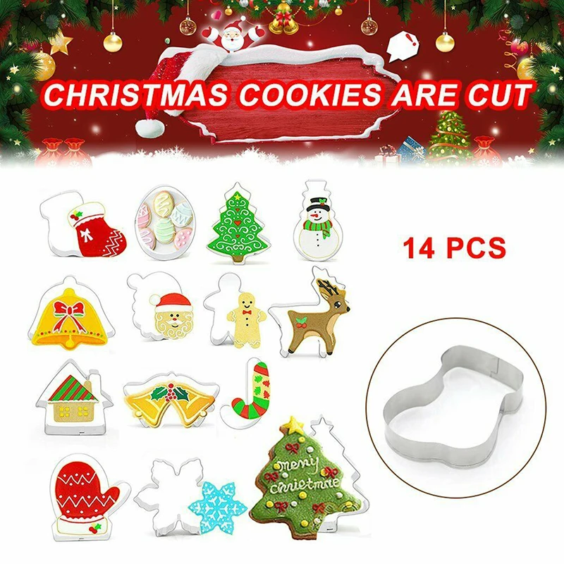 

14pcs Stainless Steel Cake Decoration Biscuit Mould Christmas Cutter Molds Cookie Cake Fondant Kitchen Baking Kit