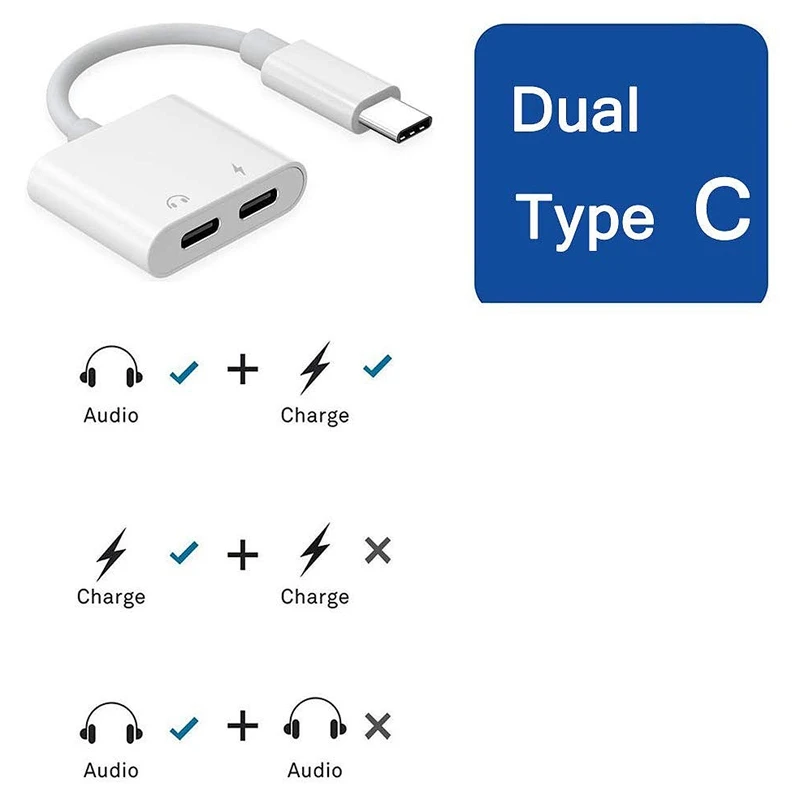 2 в 1 адаптер для наушников с двумя портами USB Type-C | Электроника