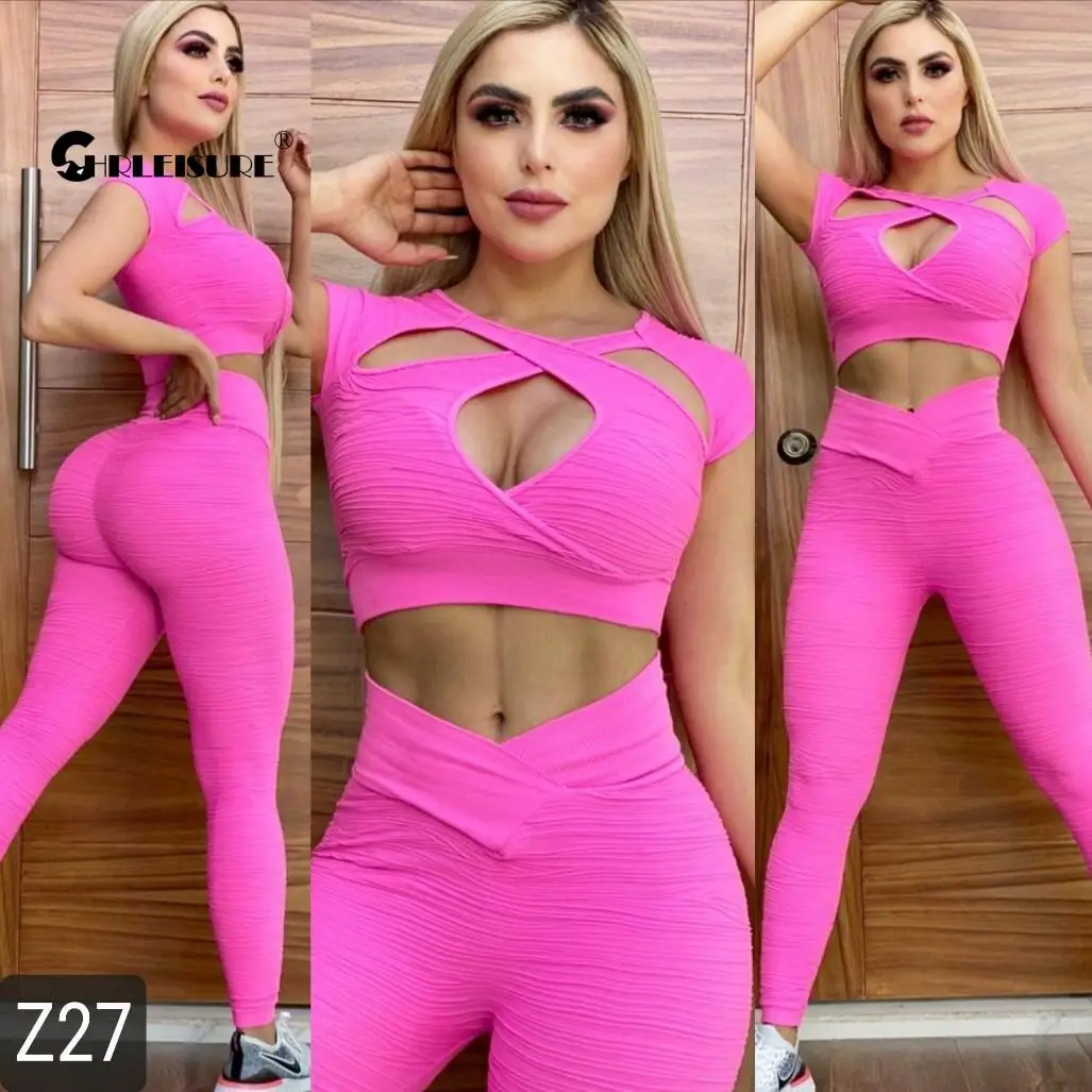 CHRLEISURE комплект из 2 предметов для йоги женские спортивные Леггинсы фитнеса
