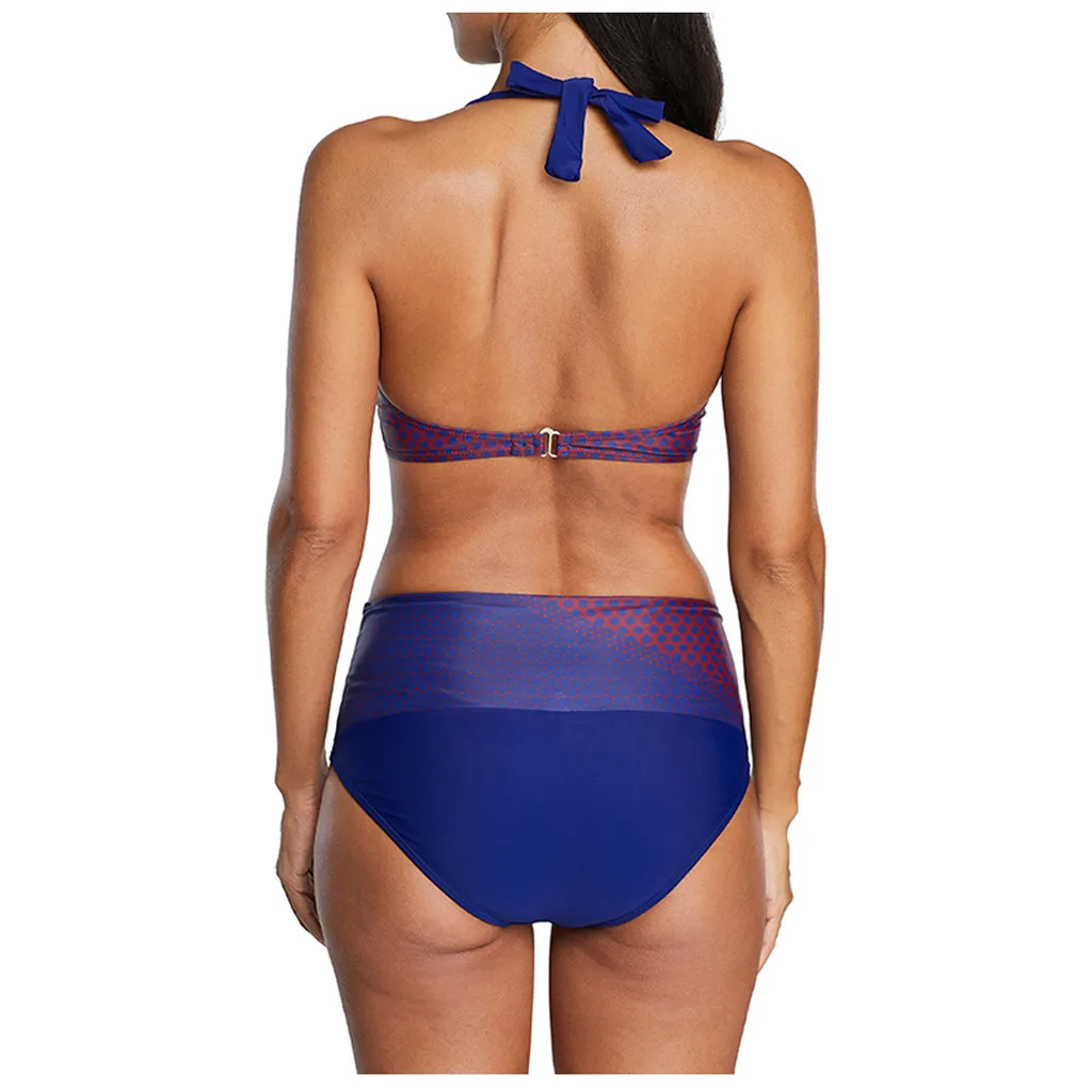 Женский раздельный купальник в горошек с v образным вырезом пуш ап сексуальный