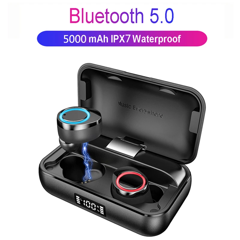 Teamyo TWS Bluetooth 5 0 беспроводные наушники IPX7 Водонепроницаемые Наушники 5000 мАч