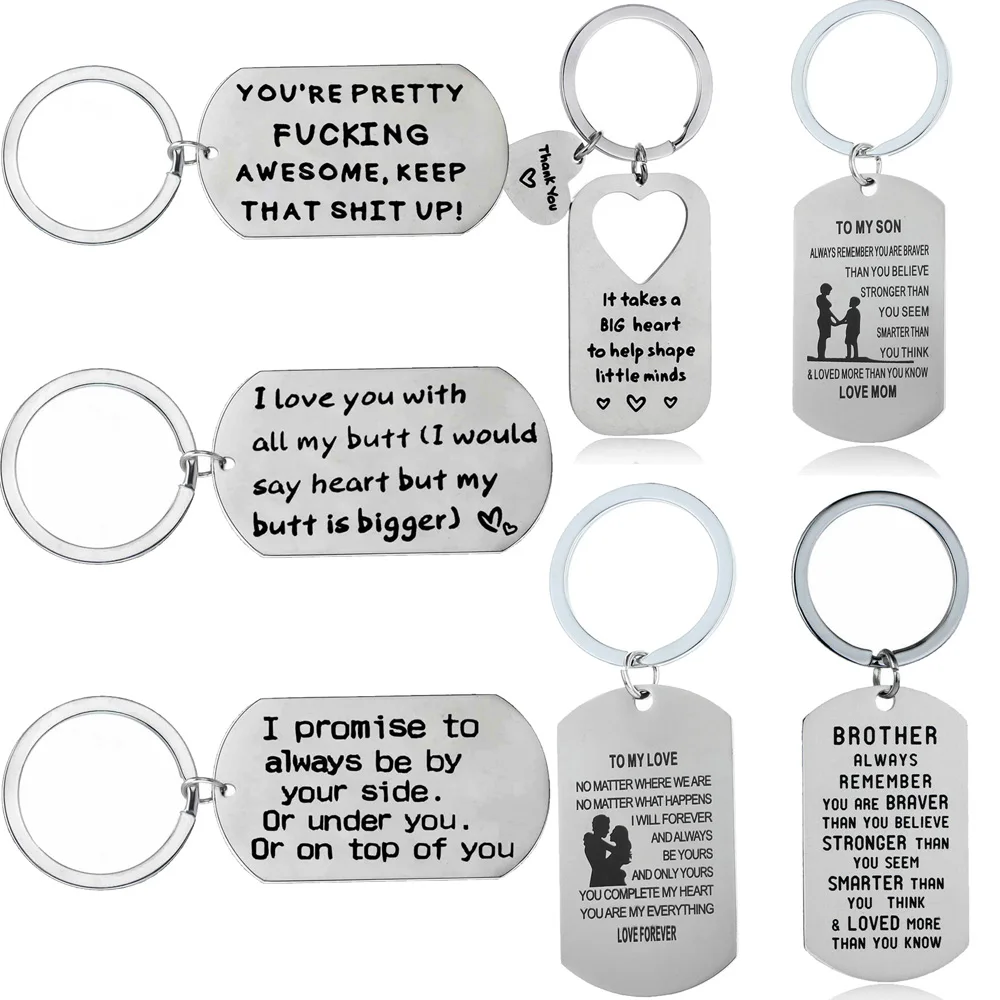 

To My Love Папа Мама жена собака брелок для ключей с биркой из нержавеющей стали брелок с дизайном на семейную тематику ювелирные изделия подаро...