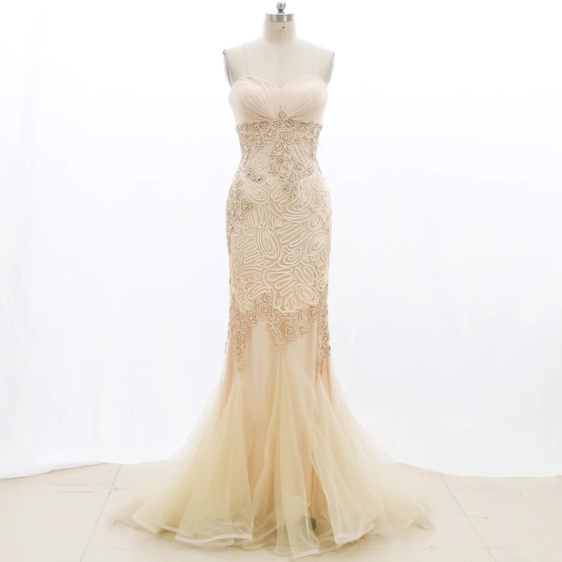 

Stock Clean Prom Dresses Long Fashion Style Champange Evening Gown 210220-024