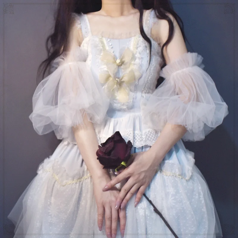 Mingli Tengda Lolita Lace Mesh Bubble Sleeve Arm Sleeve Lady Lo Lantern Sleeve Fairy Sleeve Bridal Women Wedding Accessories