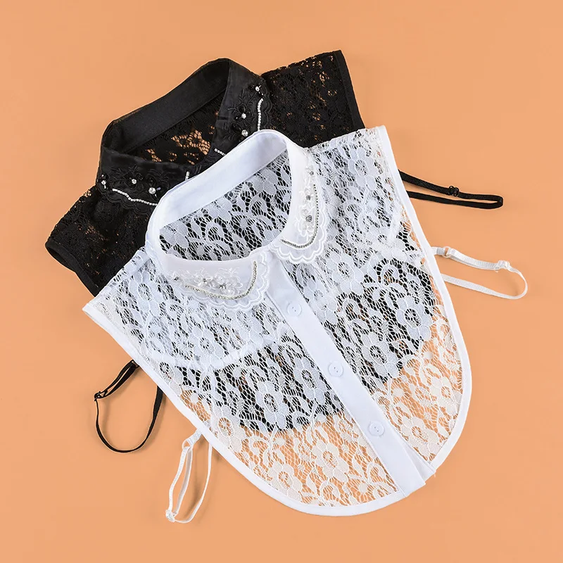 

Fashion retro and versatile grace Lace Shirt False Collar Blouse Sweater Neckline Detachable Lace-up Decor Collar Accessories