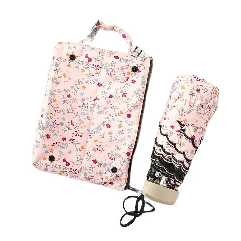 

Light Mini UV Umbrella Parasol Sun Umbrellas Japanese Pocket Five Folding Umbrella Rain Women Parapluie Travel Gift Girl SY152