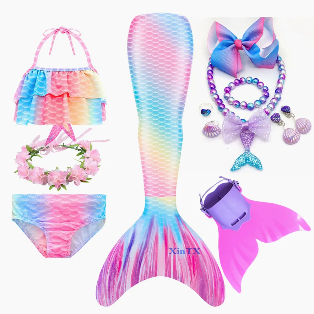 Детский костюм Русалочки с хвостом купальный принцессы для косплея бикини