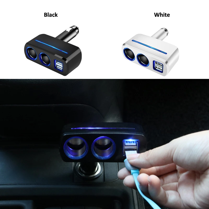 

Car Cigarette Lighter Socket Splitter Plug Converter Auto Dual USB 12-24V 120W LED Charger Power Adapter For Phone MP3 DVR GPS