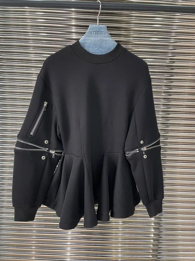 

Autumn and winter new ladies fashion space cotton zipper decoration sweater