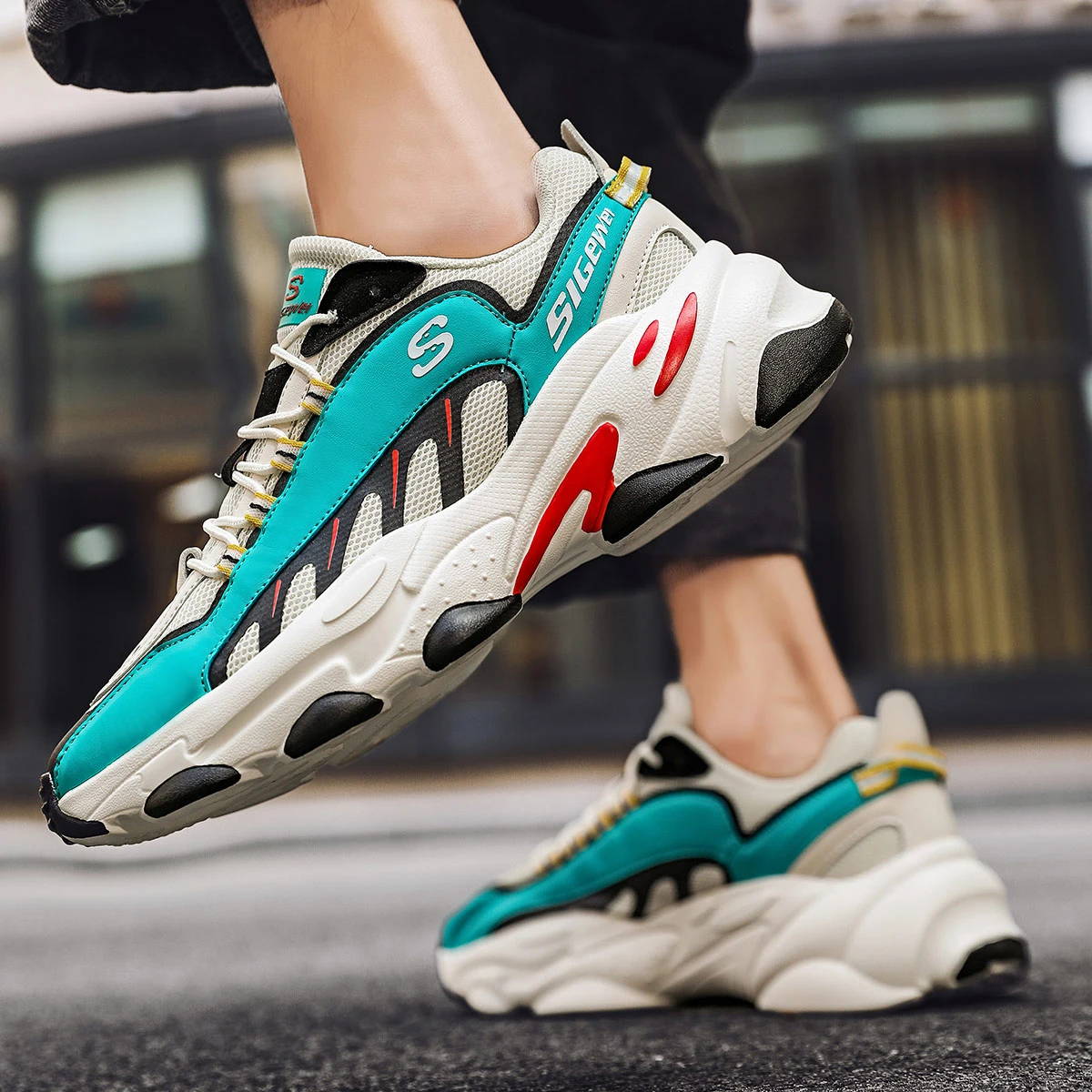 

Кроссовки мужские сетчатые, Повседневная Уличная обувь, разноцветные, на платформе, Модные осенние