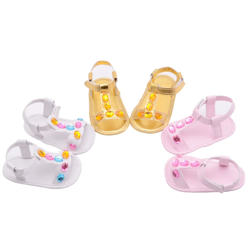 Baby Shoes Girl Boy Sandals Toddler Infant New PU Soft sole Solid Diamond Outdoor walking Prewalker Summer baby shoes