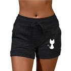 Женские облегающие шорты с принтом кошки, пляжная одежда на завязках с низкой талией, эластичные бесшовные леггинсы для фитнеса, тренировочные шорты с эффектом пуш-ап