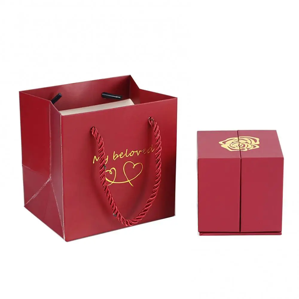 

50%HOT Wedding Anniversary Alloy Rose Lifting Jewelry Gift Storage Box Girlfriend Gift
