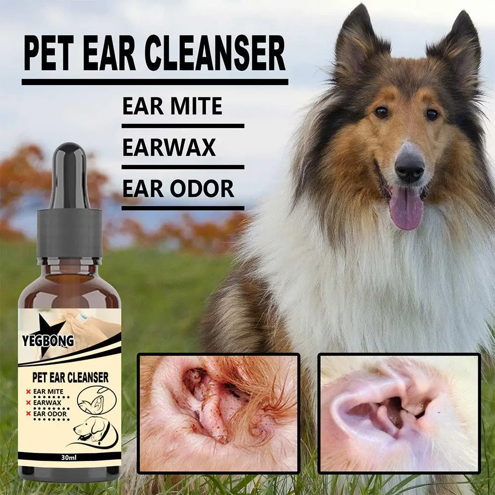 

30ml Pet Eye Drops Ear Cleaning Liquid Pet Cat Dog Auricular Mites Killer Puppy Kitten Non-toxic Ear Eye Against Infection Suppl
