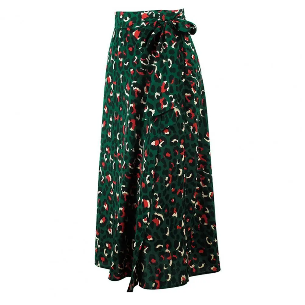 

70% Dropshipping!!Midi Skirt Leopard Printing Split Design Loose High Waist Wrap Skirt for Summer
