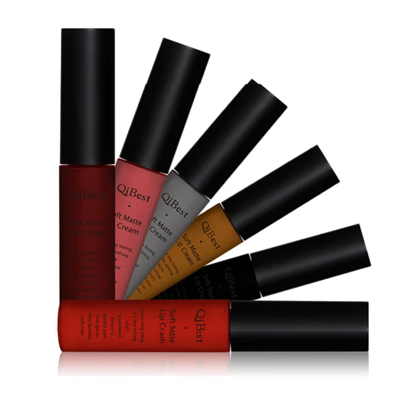 Бренд Qibest Макияж матовая помада для губ коричневый бежевый и черный цвета Цвет