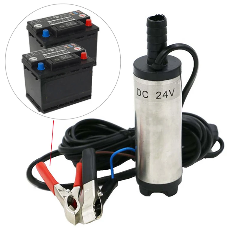 

Электрический насос из нержавеющей стали, погружной переносной насос 24 В постоянного тока для дизельного топлива, воды, масла, кемпинга, рыб...