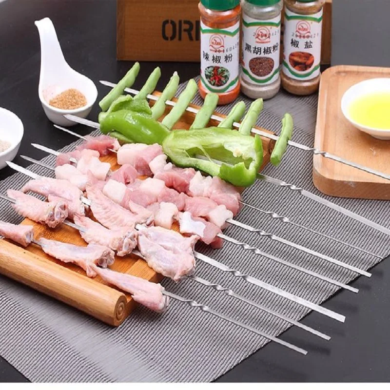 Палочки для барбекю из нержавеющей стали 10 шт. многоразовые кемпинга