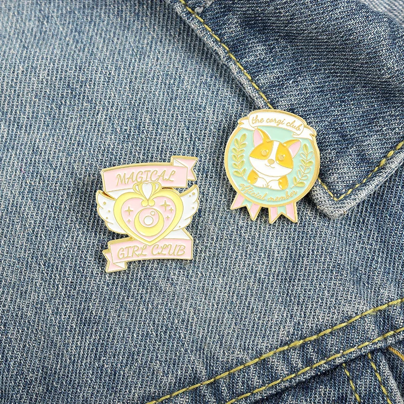 

Custom Dogs Brooches Bag Clothes Lapel Pin Kawaii Animal Badge Puppy Jewelry Gift for Girl Friend Cute Magical Girl Corgi Brooch