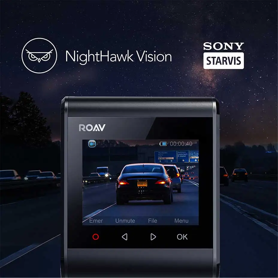 Anker Roav Dash Cam S1, камера на приборной панели с сенсором sony, Full HD 1080 p, NightHawk Vision, встроенный gps, Wi-Fi и широкоугольный объектив