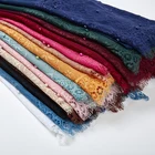 Простой шифоновый кружевной шарф с жемчугом, мусульманский шарф, шаль, мусульманский Однотонный женский шарф, роскошный фуляр, Femme Hijabs, 10 шт.лот