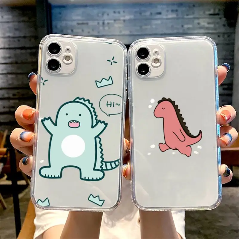 

Creative cute dinosaur Phone Case For iphone 13 12 11 8 7 plus mini x xs xr pro max Transparent soft